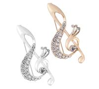 SHOWERORO 2Pcs Rhinestone Music Note Brooch Pin Set, Alloy Musical Lapel Pins for Women’S Clothing Decoration, Elegant Suit and Dress Accessories