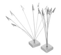 SHOWERORO 2Pcs Silver Metal Multi-Head Memo Clip Holders with Square Base, Standing Desktop Note Organizers for Photo, Card, and Paper Display, Suitable for Office and Party Tables