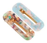 SHOWERORO 2Pcs Small Acrylic Billed Hair Clips for Women and, Square Blue and Duckbill Barrettes, Thin Hair Accessories for Flower Girl Styling and Everyday Use