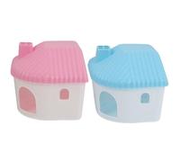 SHOWERORO 2pcs Small Animal House Hideout Hamster Mouse Hut for Guinea Pig and Small Furry Animals, Plastic Play Spot and Hideout in Blue and Pink for Pet Cage