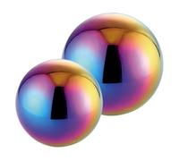 SHOWERORO 2pcs Stainless Steel Mirror Spheres Decorative Gazing Balls for Garden Outdoor Lawn Reflective Polished Hollow Orbs Artistic Home Decor