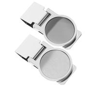 SHOWERORO 2Pcs Stainless Steel Money Clip Set with Round Brushed and Black Finish, Front Pocket Cash Holder and Compact Metal Credit Card Clip for Men and Women