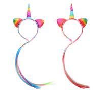 SHOWERORO 2Pcs Unicorn Horn Headband for Hair Extensions Magical Party Decorations Halloween Costume Props with Secure Fit