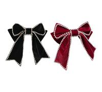 SHOWERORO 2pcs Vintage Bowknot Hairpin Set with Diamond Accents, Black and Wine Red Stylish Hair Clips for Women and, Elegant Headdress Accessories for Daily and Party Use