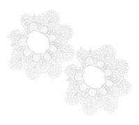 SHOWERORO 2pcs White Collar Lace Applique Hollow Floral Lace Collar Design Lightweight Polyester Silk Neckline for Easy to Sew Dresses and Hats Elegant Flower Trim for Clothes