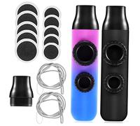 SHOWERORO 2sets Portable Kazoo Musical Instruments Includes Black and Gradient with Replacement Mouthpiece and Membranes for Family Music Fun