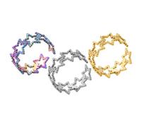 SHOWERORO 3 pcs Adjustable Star Open Rings for Women Stainless Steel Rainbow and Gold Colors Decorative Finger Bands for Daily Wear and Festival Parties