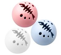 SHOWERORO 3 Pcs Cat Bell Ball with Glowing Feature and Catnip Filled Fish Bone Hollow Pattern, Sturdy Pp Material with Button Battery, for Indoor Pet Kitten Play and Office Interaction