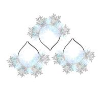 SHOWERORO 3 Pcs Christmas Glitter Headbands for Women, Silver Snowflakes Headband Set Made of Felt Fabric and Lightweight Material, Eye-catching and Delicate Design for Photo Prop