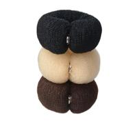 SHOWERORO 3 Pieces Hair Donut Bun Makers for Women Long Hair Donut Shaper with Buckle in Black Coffee and Cream for Salon and Daily Use