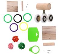 SHOWERORO 3 Sets Bird Training Educational Parrot Intelligence Mental Health Development Premium Safe Wood Material Bright Multi Colors Interactive Basketball Skateboard Set for Avian