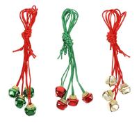 SHOWERORO 36pcs Christmas Hanging Bell Necklaces Lightweight Iron Pendant Necklaces with Xmas Cross Bell Design, for Winter Party Decorations and Festive Holiday Background Photo Props