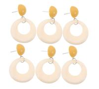 SHOWERORO 3pairs Acrylic Geometric Drop Earrings for Women Lightweight Hollow Studs Electroplated Statement Jewelry for Office Parties and Everyday Wear