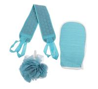 SHOWERORO 3pcs Bath Shower Gloves Kit with Bath Ball and Back Rub Towel, Sponge and Cloth Material for Removing Dead Skin Cells and Cleaning Skin Pores, Suitable for Children