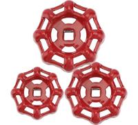SHOWERORO 3Pcs Cast Iron Valve Handwheel Shutoff Handle Set with 6X6/7X7/8X8Mm Square Hole for Gate Valve Water Fitting Replacement Outdoor Spigot Handles