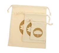 SHOWERORO 3pcs Cotton Linen Drawstring Pouch Set for Tibetan Singing Bowl Storage, Meditation Sound Bowl Carrying Bags in 3 Sizes (11x15cm, 17.5x24cm, 28x30cm) for Yoga and Mindfulness