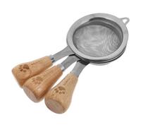 SHOWERORO 3pcs Fine Mesh Strainer Set with Wooden Handle, Stainless Steel Metal Sieve Strainers for Effective Filtration, Multipurpose Kitchen Use Including Vegetable and Cocktail Straining