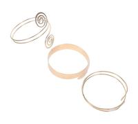SHOWERORO 3pcs Gold Metal Bracelet Set for Women - Smooth Geometric Arm Including Polished Gold Bangle, Triple Circle, and - Stackable Upper Arm Jewelry for Casual and
