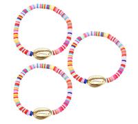 SHOWERORO 3pcs Hand-woven Bracelet Shell Bracelets Hawaii Style Soft Pottery and Polymer Clay Eye-catching and Strong Travel Souvenirs Fashion