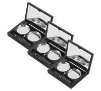 SHOWERORO 3pcs Magnetic Empty Eyeshadow Palette with Dual-pan Layout and Integrated Brush Matte Black Makeup Organizer Box for Travel DIY Lipstick and Blush Storage Case