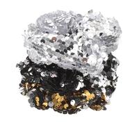 SHOWERORO 3Pcs Mermaid Flip Sequin Hair Scrunchies Set, Elastic Ponytail Holders for Women and, Large Glitter Hair Ties in Silver White, Black White, and Gold for Holiday and Everyday Use