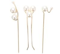 SHOWERORO 3pcs Pearl Hair Clip Hair Chopsticks Alloy Vintage Classical Pins Does Not Damage Not Easy to Break Wedding Accessories for Different Occasions
