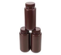 SHOWERORO 3pcs Plastic Medicine Bottles with Caps Sample Reagent Containers for Household and Laboratory Storage Secure Lid Sealed Dark Color Reusable Chemical Vessels