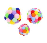 SHOWERORO 3pcs Plush Cat Ball for Interactive Pet Playing, Cat Scratching and Reducing Separation Anxiety, Soft and Colourful Balls for Fun and Exercise
