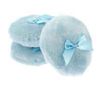 SHOWERORO 3pcs Puff Set, Soft Cotton round Body Dusting Puff with Fluffy Bowknot Design, Blue, Suitable for After- Care and Makeup Application