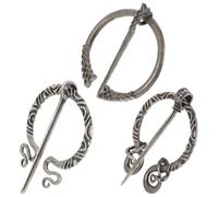 SHOWERORO 3pcs Retro Viking Brooch Set Swirl Snake Braided Designs Scarf Shawl Buckle Clasps for Cloak Lapel Pin Costume Accessory Women Vintage Medieval Style