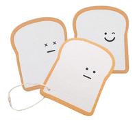 SHOWERORO 3pcs Reusable Cotton Pulp Kitchen Dish Sponges Set with Toast Print, Multi-Function Absorbent Scrub Cloths for Washing Dishes and Cleaning, Compact Size with Happy Face