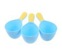SHOWERORO 3pcs Shampoo Rinser Cups with Anti-Slip Handle Ergonomic Head-Fitting Water Ladles for Bathing and Hair Washing Portable Reusable Blue Shower Scoops for Newborns and Boy Girl