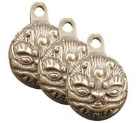 SHOWERORO 3pcs Vintage Brass Bell Pendants for DIY Crafts Making, Hanging Decoration with Animal Embossment, for Porch and Christmas Tree Festival Holiday Traditions
