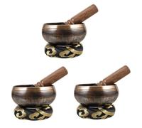 SHOWERORO 3sets Tibetan Singing Bowl for Meditation Spiritual Bowl with Mallet and Cushion Unique Design for Yoga and Relaxation for Buddhists and Home Decor