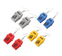 SHOWERORO 4 Pairs Unique Trash Bin Earrings for Women Funny Dangling Costume Jewelry in Yellow Red Gray Blue Skin-friendly Accessories for Festivals Parties Daily Wear