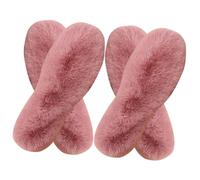 SHOWERORO 4 Pairs Unisex Warm Fluffy Winter Insoles Thick Faux Rabbit, Soft Inner Soles for Boots and Shoes, Size 36-37, Pink, Thermal Foot Inserts for Cold Weather