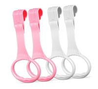 SHOWERORO 4 Pcs Crib Pull Up Rings Plastic Walking Training Motor Skill Development Hanging Rings for Playpen and Nursery Bed