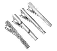 SHOWERORO 4 Pcs Silver Copper Tie Clips for Men Necktie Accessories with Spring Action Secure Hold Compact Design for Wedding Business Banquet Shirt Pin Clasp