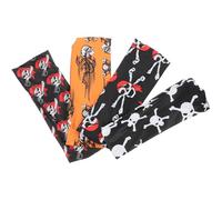 SHOWERORO 4 Pieces Halloween Skull Headbands Set, Wide Stretch Elastic Hairbands for Women, Halloween Party Hair Accessories, Gym and Yoga Skull Hairbands