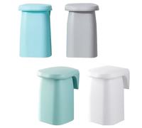 SHOWERORO 4 Pieces Wall-mounted Magnetic Toothbrush Cup Set with Non-marking Holder, Bathroom Mouthwash Holder in Green, Blue, White, and Gray for Bathroom Organiser