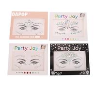SHOWERORO 4 Sheets Facial Rhinestone Decals Self-adhesive Eye and Face Gems Stickers Set for Makeup Festival Halloween Body Art