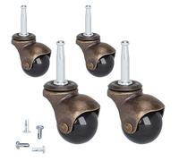 SHOWERORO 4pcs 1.5" Antique Gold Ball Caster Wheels with 5/16" X 1-1/2" Stem, Heavy Duty Replacement Chair Casters for Office, Sofa, Cabinet Furniture
