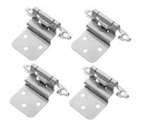 SHOWERORO 4Pcs 1.5Mm White Nickel Flush Mount Self Closing Cabinet Hinges Hidden Invisible Kitchen and Bathroom Furniture Door Hinges for Cupboards and Closets