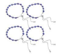 SHOWERORO 4pcs Adjustable Evil Eye Beaded Bracelet for Women Handcrafted String Wristlet with Protective Charm Stylish Jewelry for Casual and Holiday Party Wear