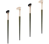 SHOWERORO 4Pcs Angled Nose Contour Brush Set Black and White Mixed Bristles, Flat Concealer and Eye Shadow Blending Makeup Tools for Precise Nose Highlighting and Facial Contouring