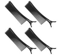 SHOWERORO 4Pcs Black Salon Hair Sectioning Clips for Styling and Parting, Sturdy Hairdresser Grip Clips for Haircutting, Coloring, and Dying, Professional Hair Salon Supplies
