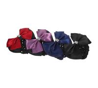 SHOWERORO 4Pcs Bowknot Hairnet Snood with Barrette Elastic Ballet Bun Net Hair Updo Accessories for Women Ladies Nurse Hotel Work Hairpin Cover
