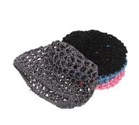 SHOWERORO 4Pcs Breathable Mesh Crochet Hair Nets for Women Elastic Night Hair Cover Caps for Sleeping Black Grey Pink Lake Blue