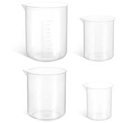 SHOWERORO 4pcs Clear Plastic Measuring Cups with Transparent Scale for Precise Liquid Paint Mixing Kitchen Cooking Baking Science Experiments Dishwasher Safe