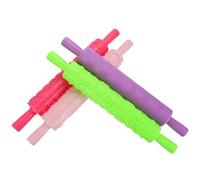 SHOWERORO 4pcs DIY Embossed Plastic Rolling Pins Set for Baking Pastry Cookies Biscuit Dough Rolling Stick with Patterned Design, Suitable for Family Baking and Craft Activities Random Color